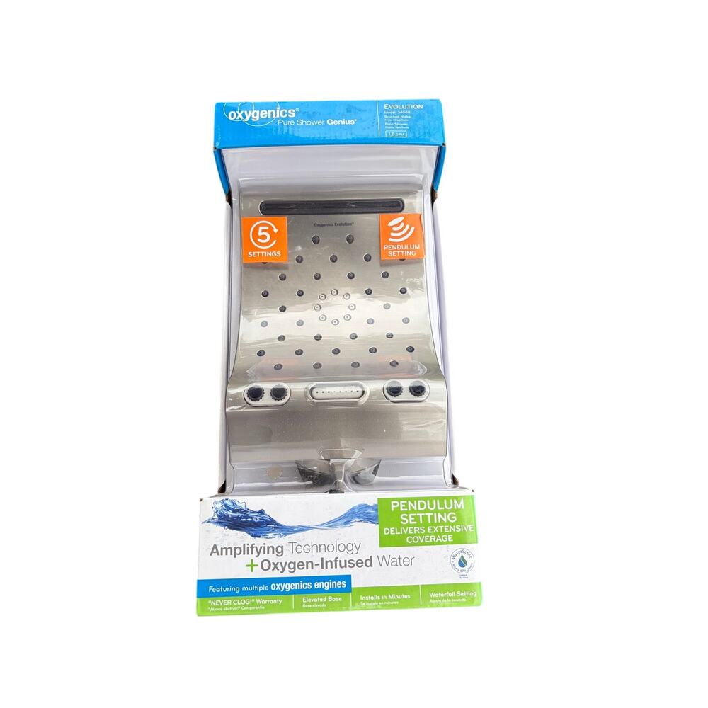 Oxygenics - Pure Shower Genius: Evolution 5 Setting Brushed Nickel Rain-NIB